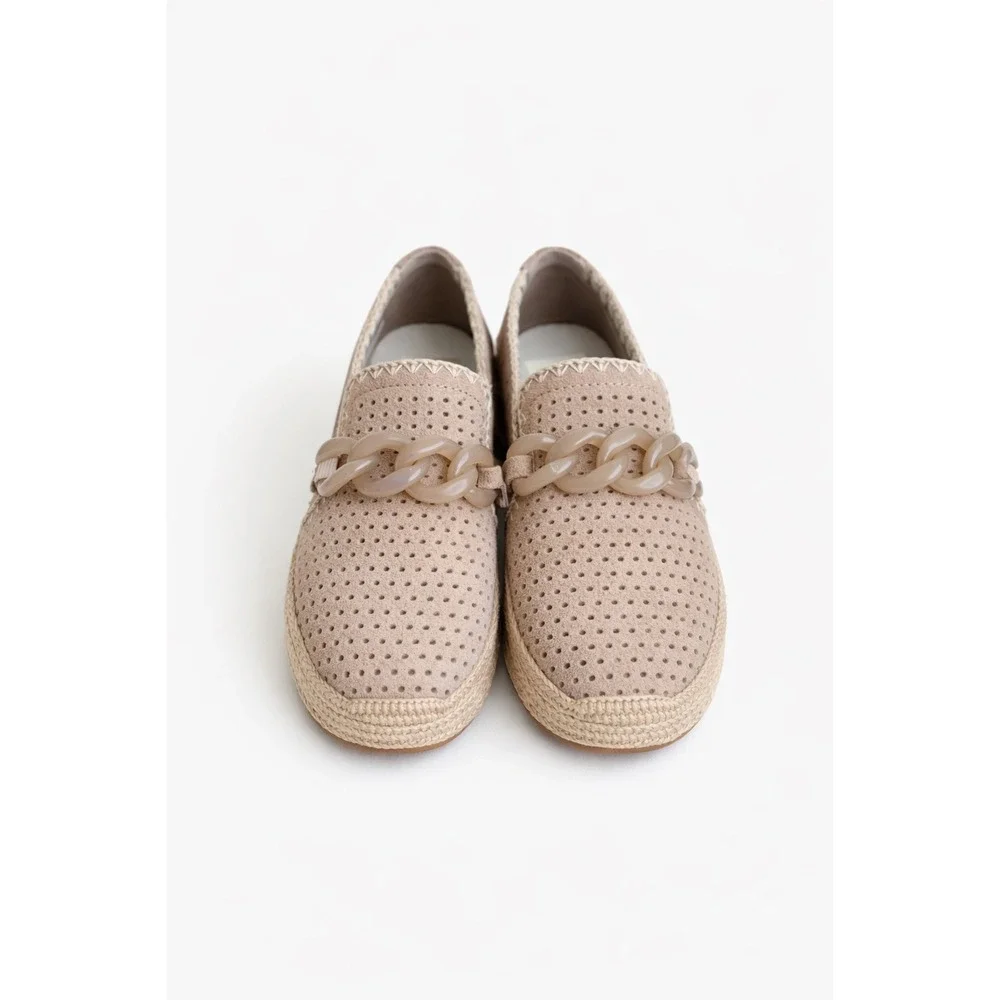 Dolce‎ Vita Jhenee Taupe Suede Espadrille Platform Sneaker Chain Slip On 9